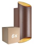 Voordeelpak 6x Nordlux Nico Wandlamp Aluminium Roestig Up & Down | IP54 - Geschikt voor 2x GU10